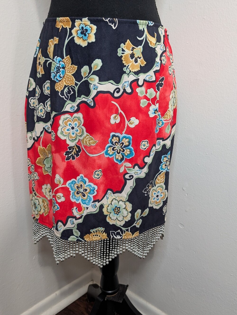 VTG Linda Segal Maximalist Witchy Romantic Bohemian Fringe Beaded Skirt 8